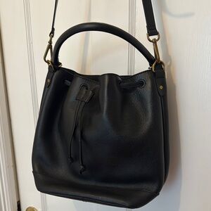 Black Leather Bucket Bag